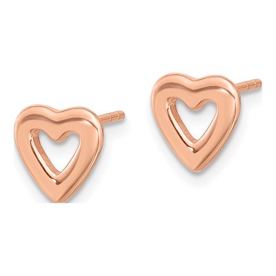 Rose Gold-Plated Sterling Silver Open Heart Stud Earrings – view 3