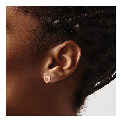Rose Gold-Plated Sterling Silver Open Heart Stud Earrings – view 4