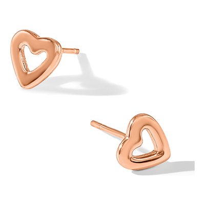 Rose Gold-Plated Sterling Silver Open Heart Stud Earrings – view 6