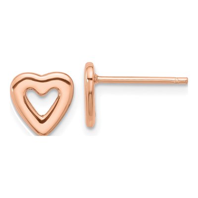Rose Gold-Plated Sterling Silver Open Heart Stud Earrings