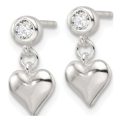 Sterling Silver CZ Heart Dangle Earrings – view 3