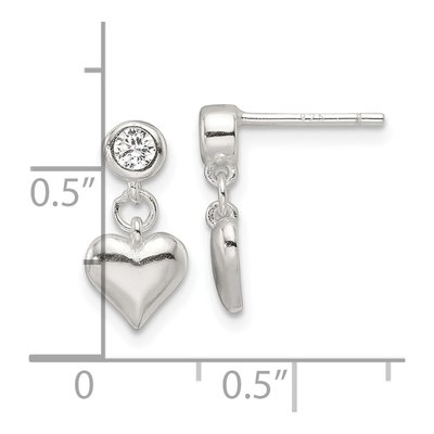 Sterling Silver CZ Heart Dangle Earrings – view 5