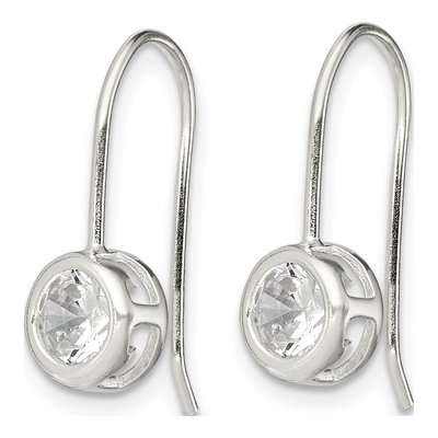 Sterling Silver CZ Bezel Dangle Earrings – view 3