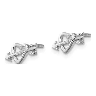 Sterling Silver Heart Arrow Stud Earrings – view 3