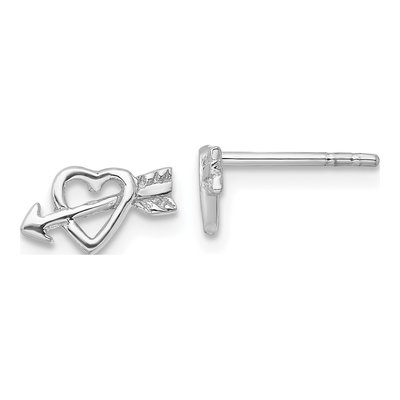 Sterling Silver Heart Arrow Stud Earrings