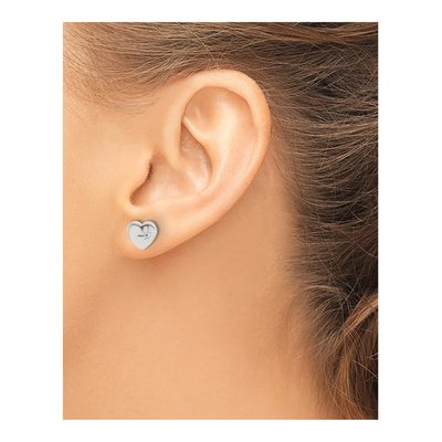 Sterling Silver Round CZ Heart Stud Earrings – view 4