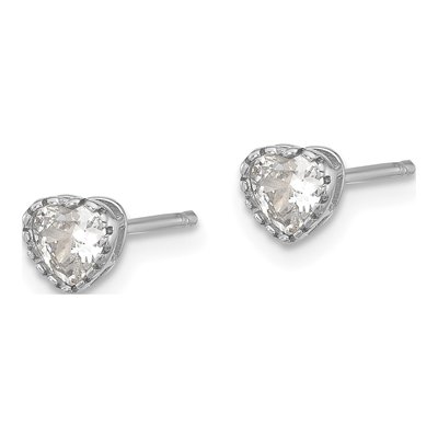 Sterling Silver CZ Heart Stud Earrings – view 3