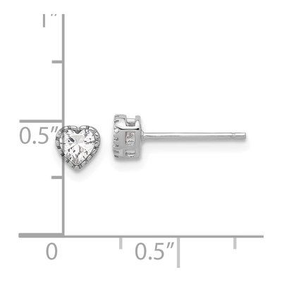 Sterling Silver CZ Heart Stud Earrings – view 5
