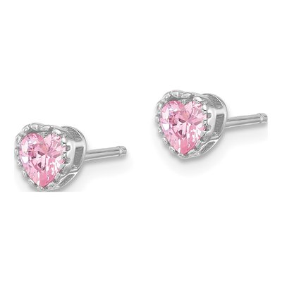 Sterling Silver CZ Heart Stud Earrings – view 3