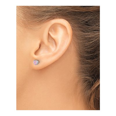 Sterling Silver CZ Heart Stud Earrings – view 4