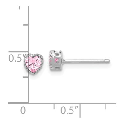 Sterling Silver CZ Heart Stud Earrings – view 5