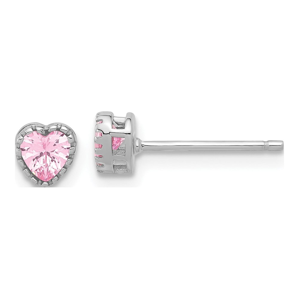 Sterling Silver CZ Heart Stud Earrings