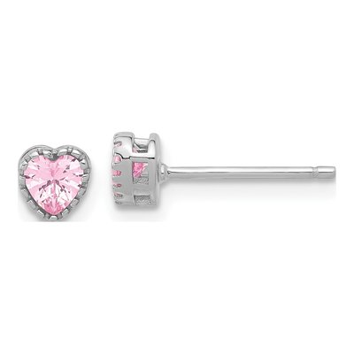 Sterling Silver CZ Heart Stud Earrings