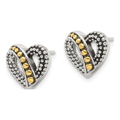 Sterling Silver Beaded Heart Stud Earrings – view 3