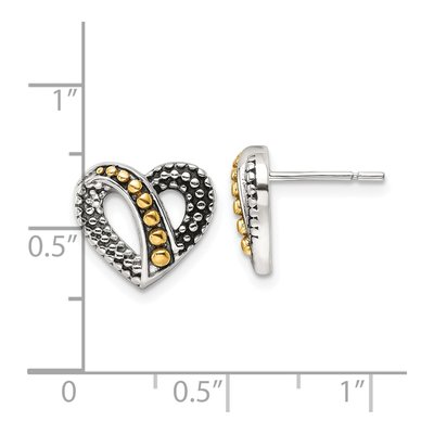 Sterling Silver Beaded Heart Stud Earrings – view 5