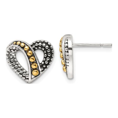 Sterling Silver Beaded Heart Stud Earrings