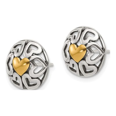 Sterling Silver Heart Circle Stud Earrings – view 3