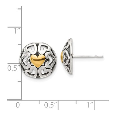 Sterling Silver Heart Circle Stud Earrings – view 5