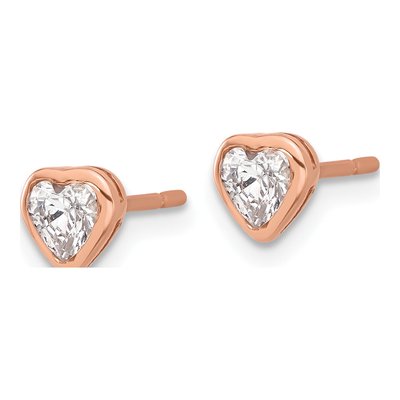Rose Gold-Plated Sterling Silver CZ Heart Stud Earrings – view 3