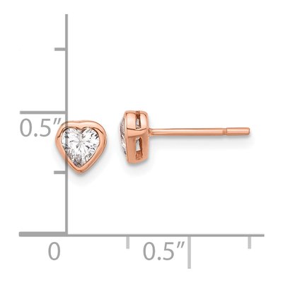 Rose Gold-Plated Sterling Silver CZ Heart Stud Earrings – view 5