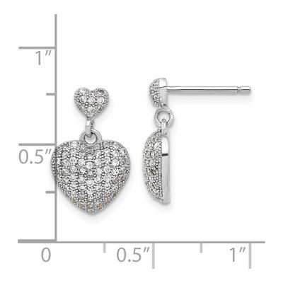 Sterling Silver CZ Heart Dangle Earrings – view 5