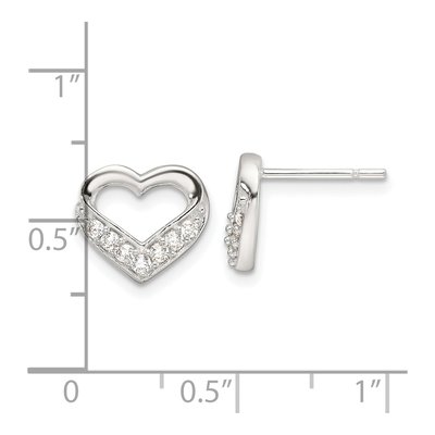 Sterling Silver Round CZ Heart Stud Earrings – view 5