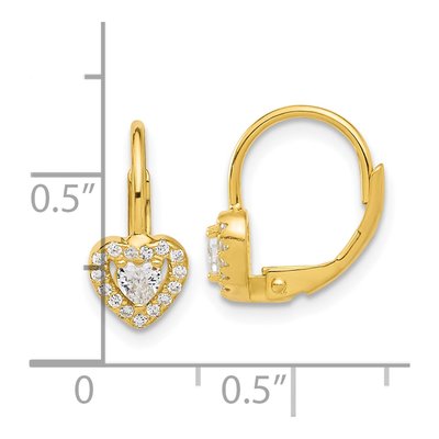 Gold-Plated Sterling Silver CZ Heart Leverback Earrings – view 5