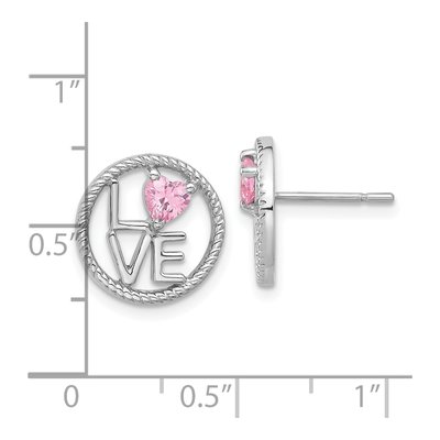 Sterling Silver CZ Heart LOVE Stud Earrings – view 5