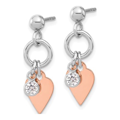 Sterling Silver CZ Heart Dangle Earrings – view 3