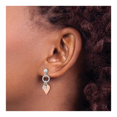 Sterling Silver CZ Heart Dangle Earrings – view 4