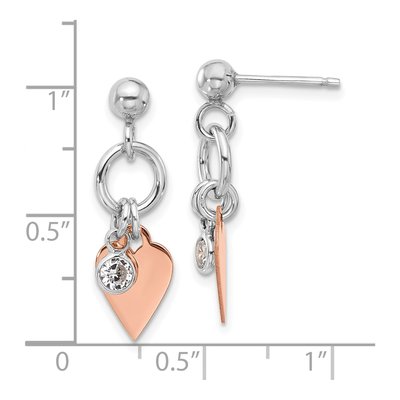 Sterling Silver CZ Heart Dangle Earrings – view 5
