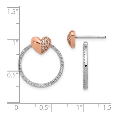 Sterling Silver CZ Heart Circle Dangle Earrings – view 5