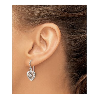 Sterling Silver CZ Heart Dangle Earrings – view 4
