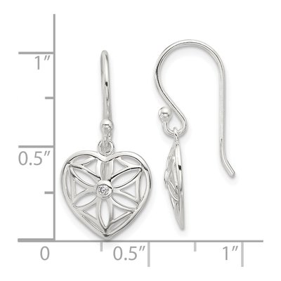 Sterling Silver CZ Heart Dangle Earrings – view 5