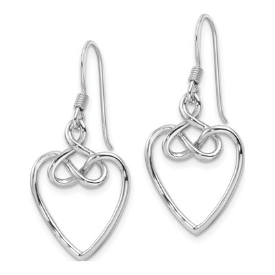 Sterling Silver Knotted Heart Dangle Earrings – view 3