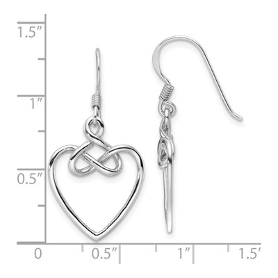 Sterling Silver Knotted Heart Dangle Earrings – view 5