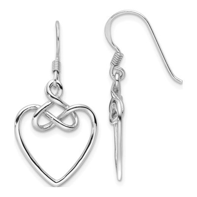 Sterling Silver Knotted Heart Dangle Earrings