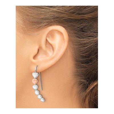 Sterling Silver Heart Shepherd Hook Threader Earrings – view 4