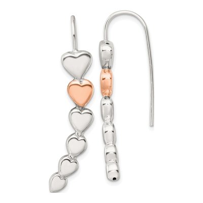Sterling Silver Heart Shepherd Hook Threader Earrings