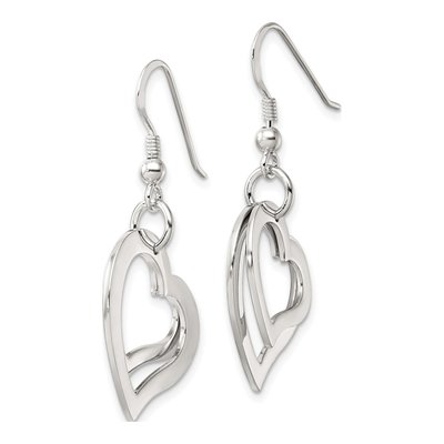 Sterling Silver Open Heart Dangle Earrings – view 3