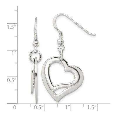 Sterling Silver Open Heart Dangle Earrings – view 5