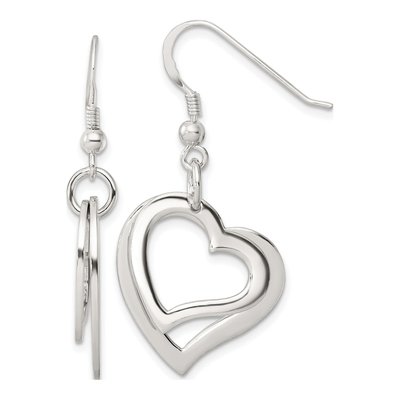 Sterling Silver Open Heart Dangle Earrings