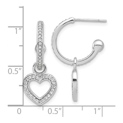 Sterling Silver 27mm CZ Heart Hoop Earrings – view 5