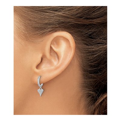 Sterling Silver 20mm CZ Heart Huggie Hoop Earrings – view 4