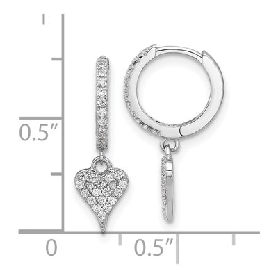 Sterling Silver 20mm CZ Heart Huggie Hoop Earrings – view 5