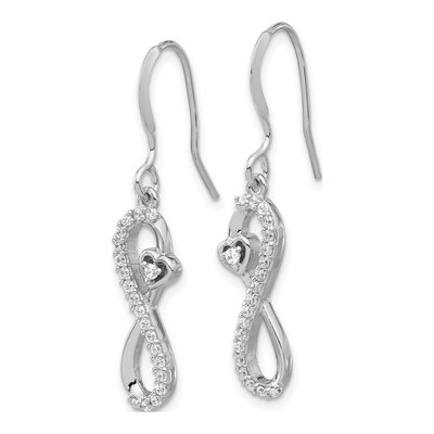 Sterling Silver CZ Infinity Heart Dangle Earrings – view 3