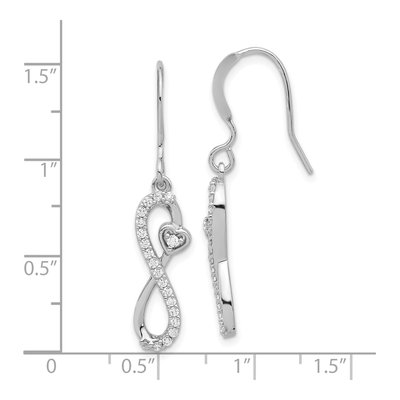 Sterling Silver CZ Infinity Heart Dangle Earrings – view 5