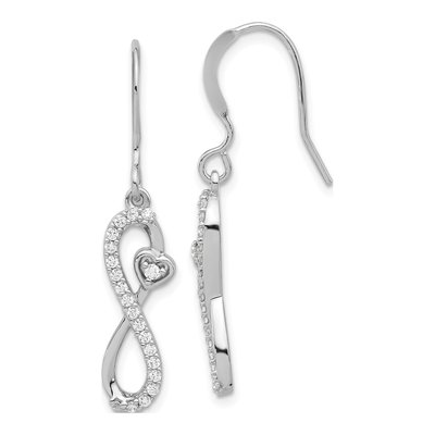 Sterling Silver CZ Infinity Heart Dangle Earrings