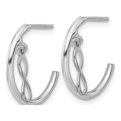 Sterling Silver 17mm Infinity J- Hoop Earrings – view 2