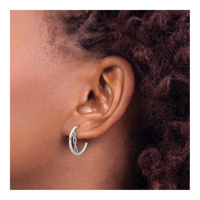 Sterling Silver 17mm Infinity J- Hoop Earrings – view 3